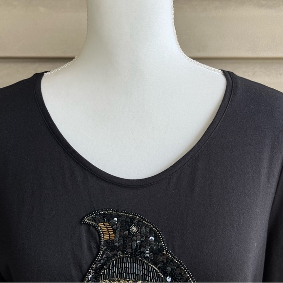 •CHICO'S• Cotton/Modal Sequin Penguin Pullover Top - Size Large (12) - Picture 3 of 9